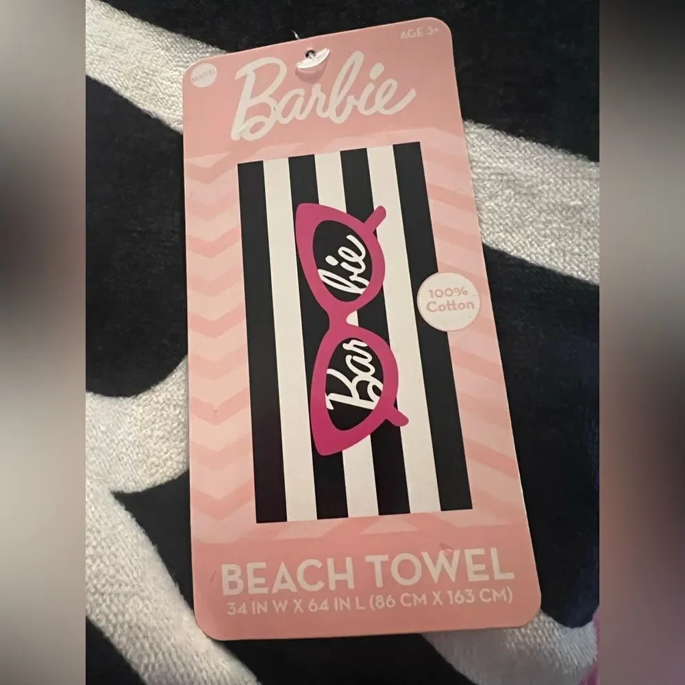 Barbie Black‎ and White Stripe Beach Towel
